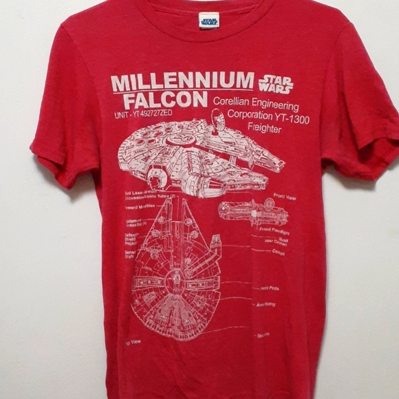 Red Star Wars Millenium Falcon T-Shirt Size Medium